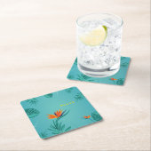 Tropical Aquamarin Blue Green Palm Monogram Belize Rechteckiger Pappuntersetzer (Vor Ort)