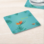 Tropical Aquamarin Blue Green Palm Monogram Belize Rechteckiger Pappuntersetzer (angewinkelt)