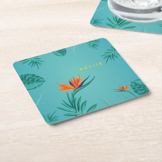 Tropical Aquamarin Blue Green Palm Monogram Belize Rechteckiger Pappuntersetzer (angewinkelt)