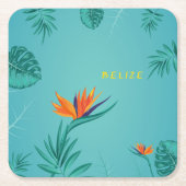 Tropical Aquamarin Blue Green Palm Monogram Belize Rechteckiger Pappuntersetzer (Vorderseite)