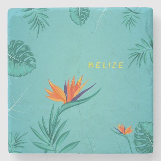 Tropical Aquamarin Blue Green Palm Monogram Belize Steinuntersetzer (Vorderseite)