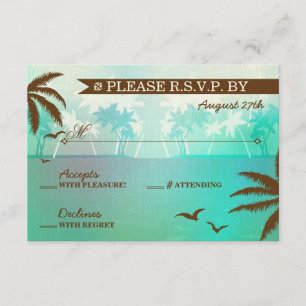 Tropical Aquamarin Landschaftlich Beach Wedding UA RSVP Karte