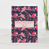 Tropical Ara Parrot Pattern Personalized Birthday  Karte (Vorderseite)