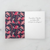 Tropical Ara Parrot Pattern Personalized Birthday Karte (Innenseite)