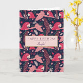 Tropical Ara Parrot Pattern Personalized Birthday Karte (Gelbe Blume)