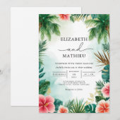 Tropical Arch Foliage Wedding Einladung (Vorne/Hinten)
