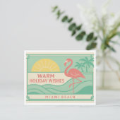 Tropical Art Deco Flamingo Holiday Postcard Postkarte (Stehend Vorderseite)