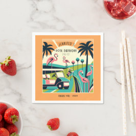 Tropical Art Deco Golf 50. Geburtstag Serviette