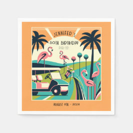 Tropical Art Deco Golf 50. Geburtstag Serviette