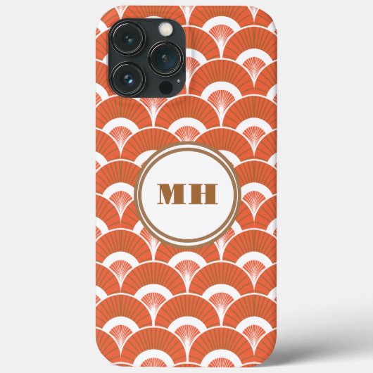 Tropical Art Deco Scalloped Muster Monogram Case-Mate iPhone Hülle (Rückseite)