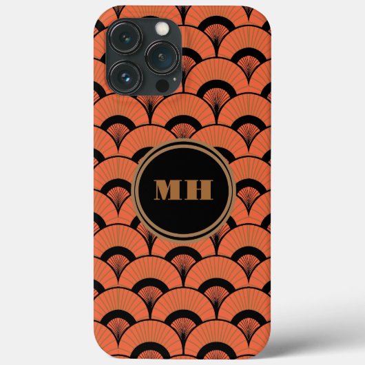 Tropical Art Deco Scalloped Muster Monogram Case-Mate iPhone Hülle (Rückseite)