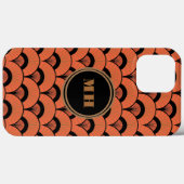 Tropical Art Deco Scalloped Muster Monogram Case-Mate iPhone Hülle (Rückseite (Horizontal))