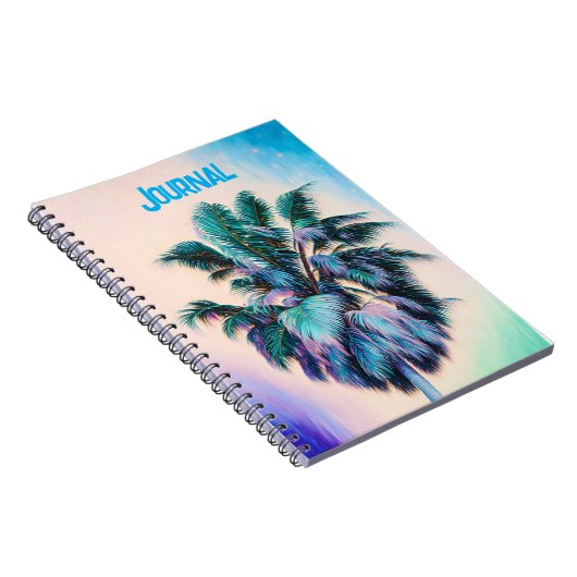 Tropical Art Palm Tree im Aqua Journal Notizblock (Rechte Seite)