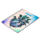 Tropical Art Palm Tree im Aqua Journal Notizblock (Linke Seite)