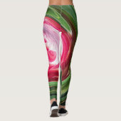 Tropical australische Protea Green Red White Swirl Leggings (Rückseite)