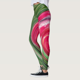Tropical australische Protea Green Red White Swirl Leggings