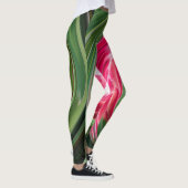 Tropical australische Protea Green Red White Swirl Leggings (Rechts)