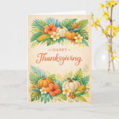 Tropical Autumn Thanksgiving Pumpkin Floral  Karte (Gelbe Blume)