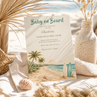 Tropical Baby an Bord Surfen Beach Baby Shower Einladung