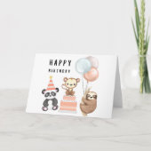 Tropical Baby Animal Birthday Card Karte (Vorderseite)