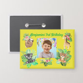 Tropical Baby Animals Button Kindergeburtstag Gefa (Vorderseite/Rückseite)