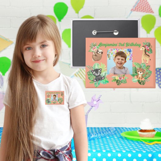 Tropical Baby Animals Button Kindergeburtstag Gefa