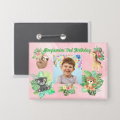 Tropical Baby Animals Button Kindergeburtstag Gefa (Vorderseite/Rückseite)
