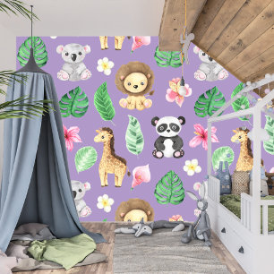 Tropical Baby Animals Kinderzimmer und Spielplatz Tapete