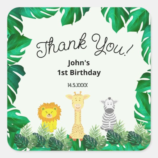 Tropical Baby Birthday Sticker (Vorderseite)