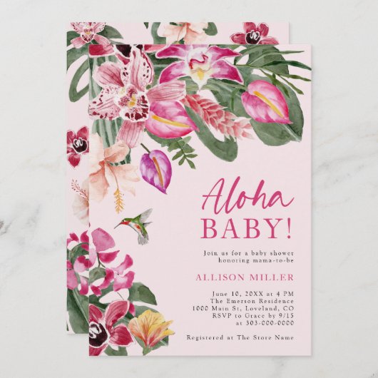 Tropical Baby Dusche Einladung (Vorne/Hinten)