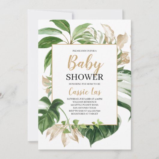 Tropical Baby Dusche Einladung (Vorderseite)