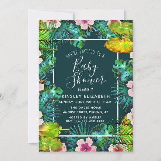 Tropical Baby Dusche Einladung (Vorderseite)