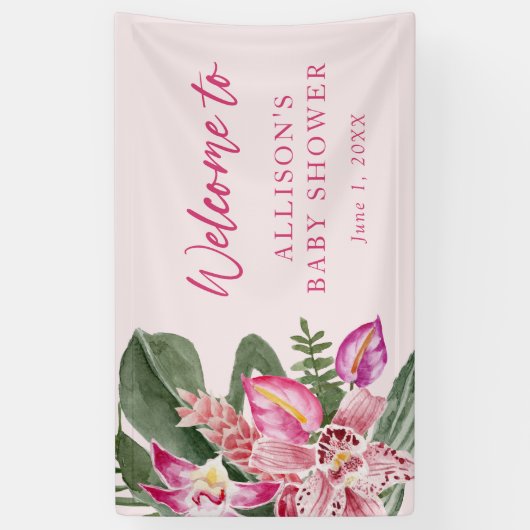 Tropical Baby Dusche Empfang Banner (Vertikal)