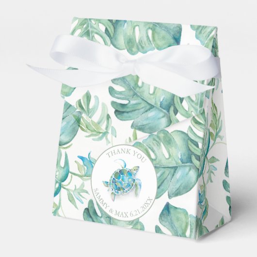 Tropical Baby Dusche Sea Turtle Monstera Leaf Geschenkschachtel (Vorderseite)