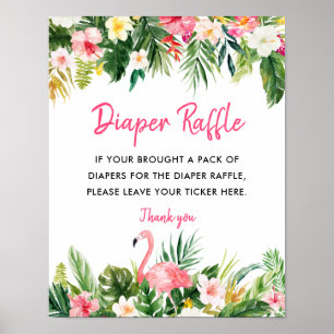 Tropical Baby Dusche Windeln Raffle-Zeichen Poster