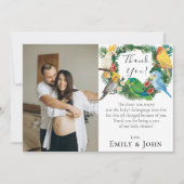 Tropical baby Parrots Wild Baby Dusche Foto Dankeskarte (Vorderseite)