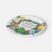 Tropical baby Parrots Wild Exotic Green Geburtstag Pappteller (Schrägansicht)