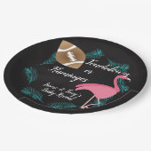 Tropical Baby Reveal Flamingos oder Touchdowns Pappteller (Schrägansicht)