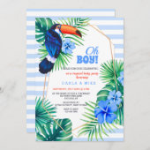 Tropical Baby Shower Blue Einladung (Vorne/Hinten)