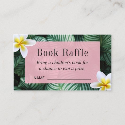 Tropical Baby Shower Book Raffles Tickets Begleitkarte (Vorderseite)