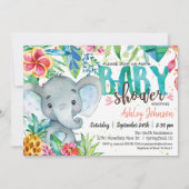 Tropical Baby Shower Einladung, Elephant Einladung (Vorderseite)