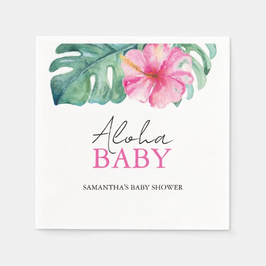 Tropical Baby Shower Hibiscus Flower Serviette (Vorderseite)