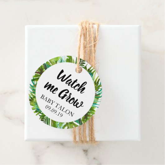 Tropical Baby Shower Watch Me Grow Pflanze Fevor T Geschenkanhänger (Beispiel)