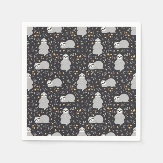 Tropical Baby Sloth Pattern Serviette (Vorderseite)