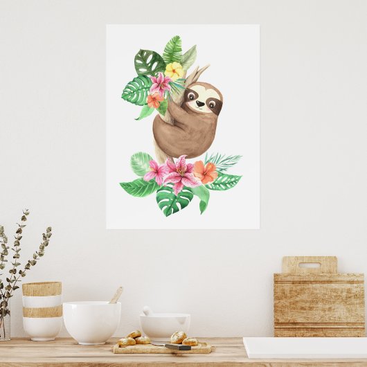Tropical Baby Sloth Poster (Küche)
