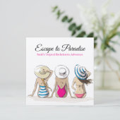 Tropical Bachelorette Einladung (Stehend Vorderseite)