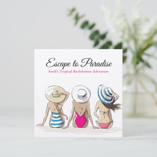 Tropical Bachelorette Einladung (Stehend Vorderseite)