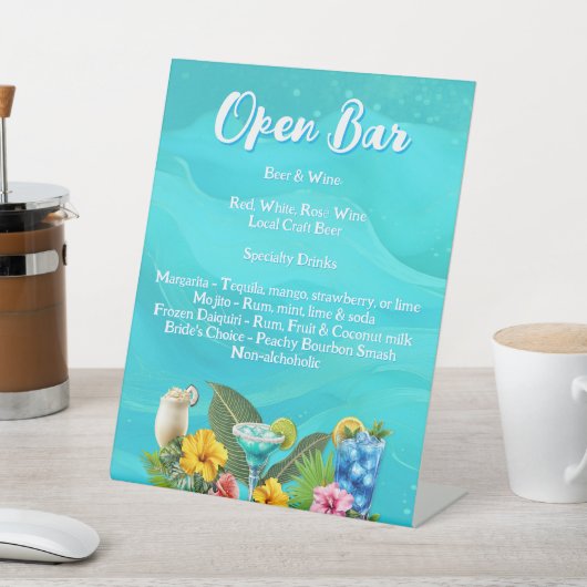 Tropical Bachelorette Open Bar Drinks Sockelschild (In SItu)