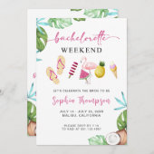 Tropical Bachelorette Palm Beach Einladung (Vorne/Hinten)