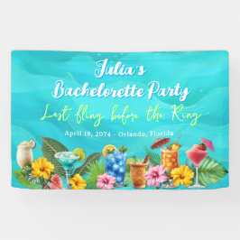 Tropical Bachelorette Party Blue Waves Banner